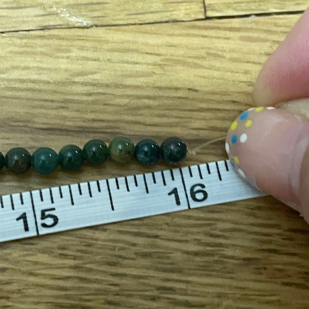 Natural Dark Green Moss Agate Round Gemstone Beads 4mm Strand 15.5 Inch